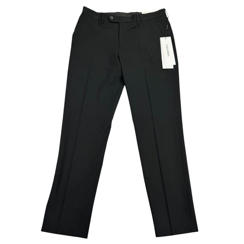 Calvin Klein Mens Infinite Stretch Skinny Fit Solid Dress Pants Black 33x30